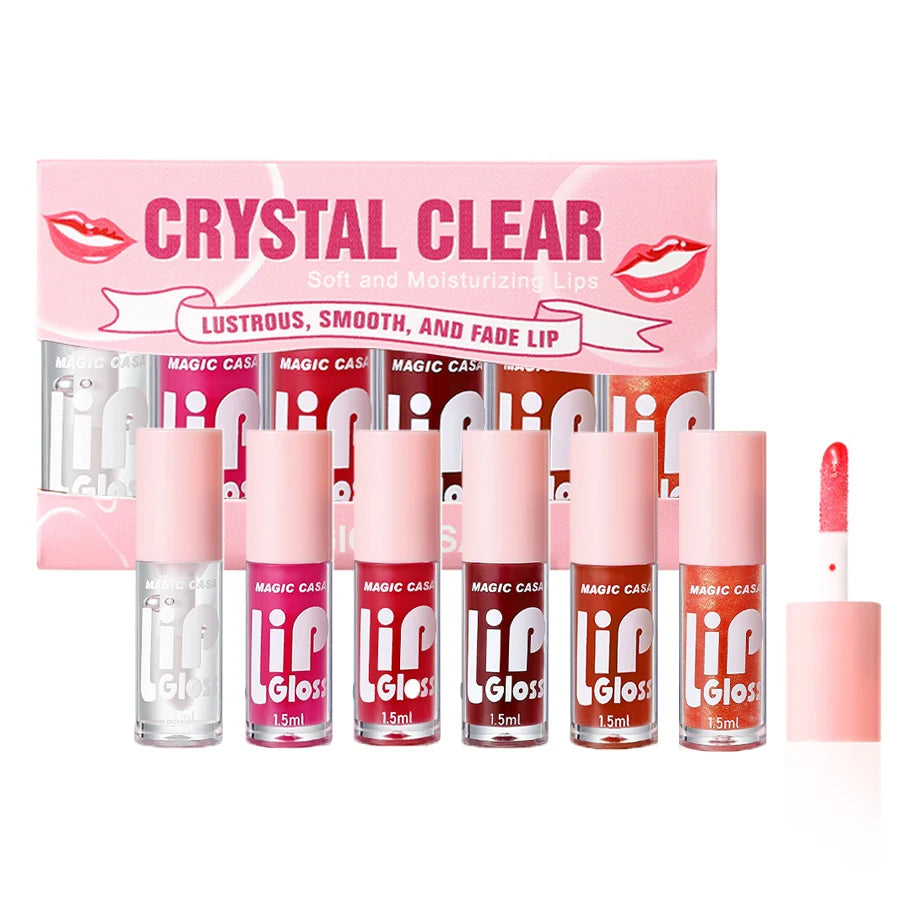 set de frascos pequeños de aceite para labios, hechos de gelatina hidratante de larga duración x6 und