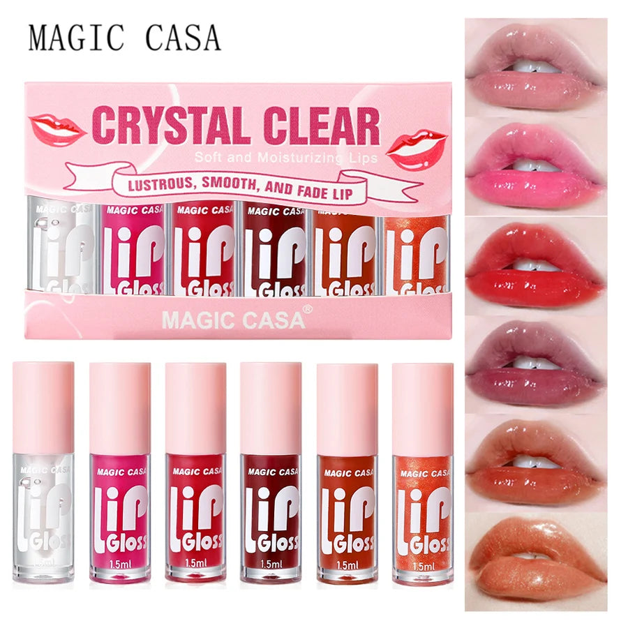 set de frascos pequeños de aceite para labios, hechos de gelatina hidratante de larga duración x6 und